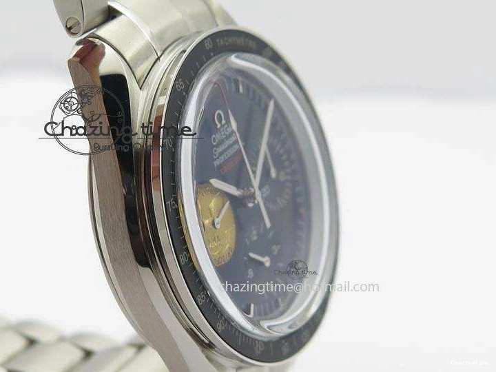 0315 Effortless Speedmaster Apollo 11 On SS Bracelet Manual Winding Chrono Movement 8225